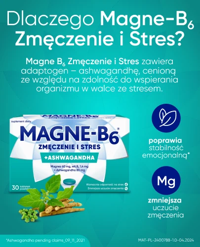 Magne-B6 zmęczenie i stres + Ashwagandha 30 tabletek