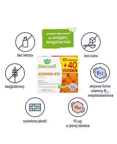 Naturell witamina B12 100 tabletek