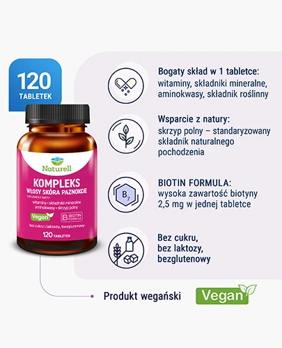 Naturell Kompleks Włosy Skóra Paznokcie 120 tabletek