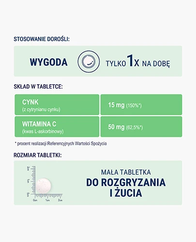 Naturell Cynk + C 120 tabletek do rozgryzania i żucia