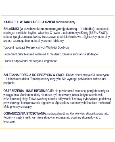 Naturell Witamina C dla dzieci 180 tabletek